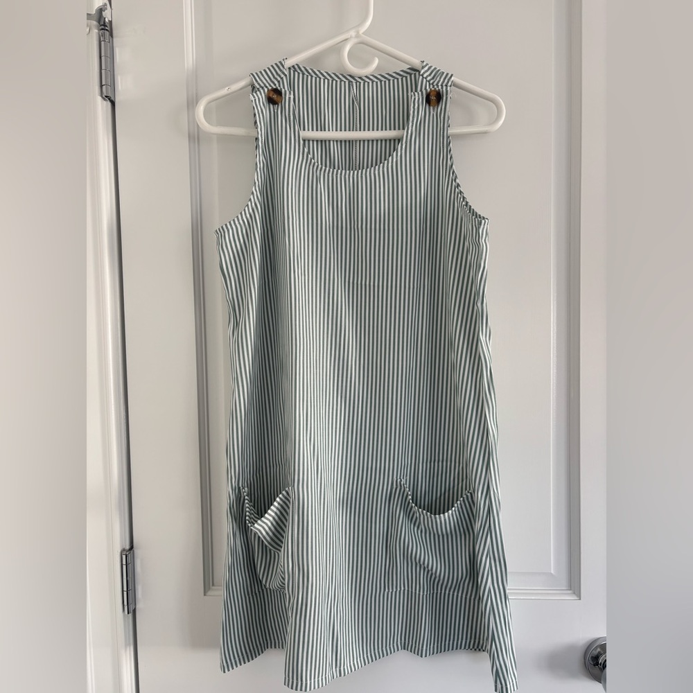 Striped Sleeveless Dress with Pockets
